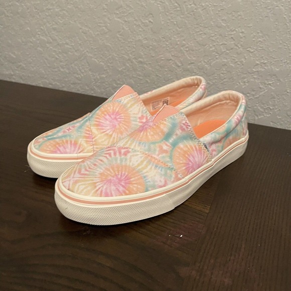 New TOMS Womans Sz 9 Alpargata Fenix Slip On Candy Pink Tie Dye Canvas NIB - Picture 4 of 9